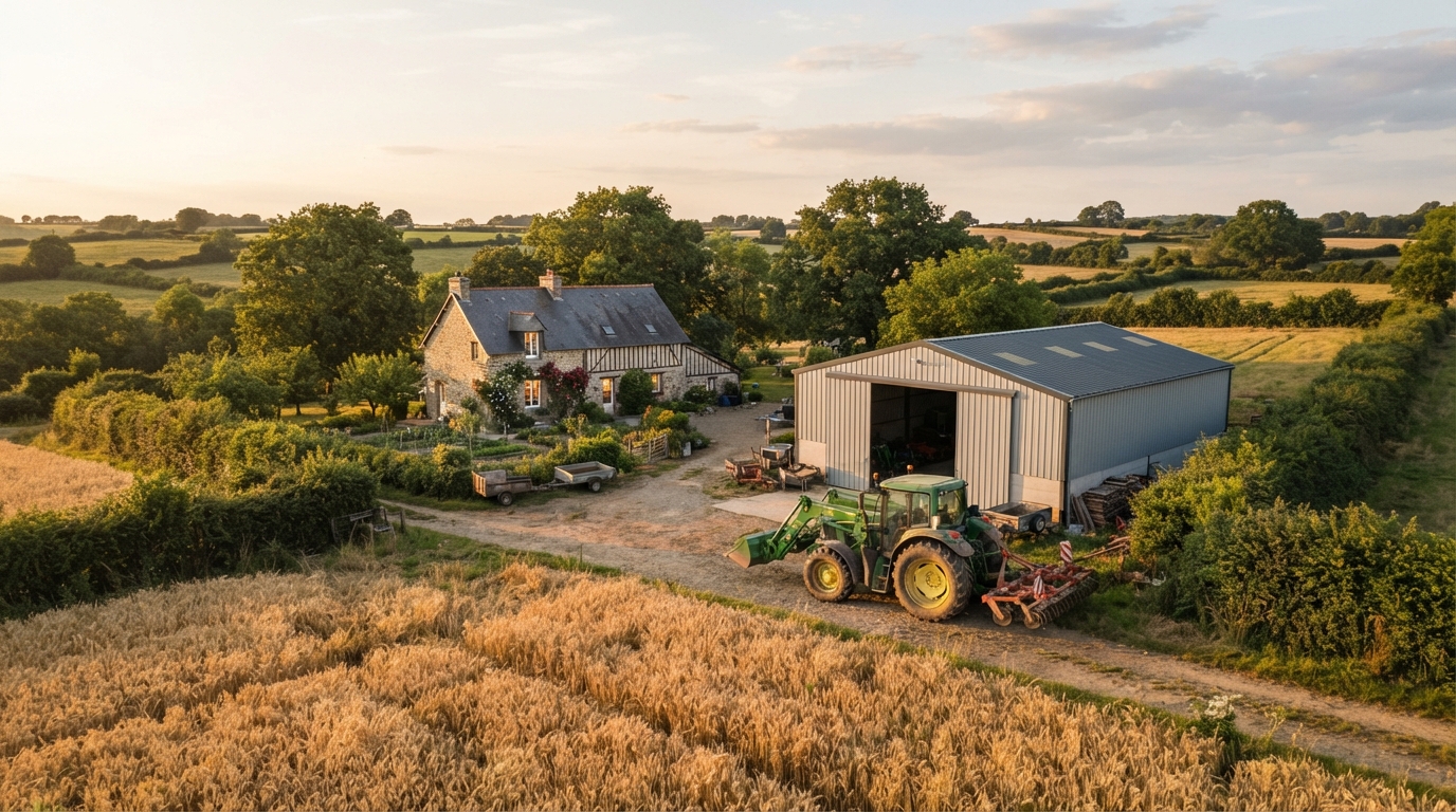 La Ferme du Haut-Bocage au coucher du soleil